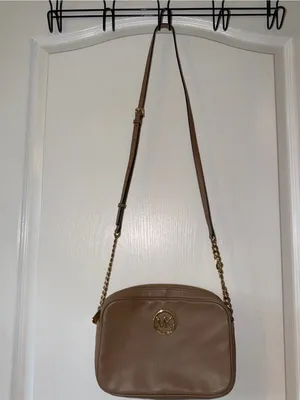 Michael Kors Tan Saffiano Leather Crossbody with Gold Logo thumbnail 7