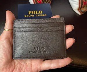Ralph Lauren polo credit card wallet in brown with gift box in leather thumbnail 4