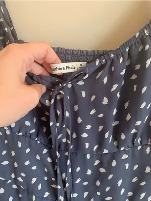 Abercrombie & Fitch Grey Blue Spotted Summer Dress Lightweight Women Size M thumbnail 3