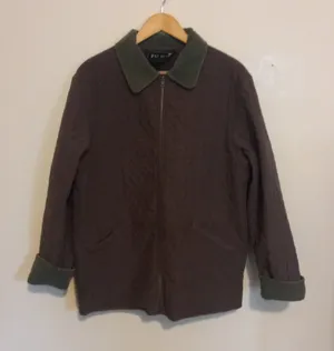 Vintage Fu Da Quilted Barn Chore Jacket-Large-Corduroy Collar & Trim-Pockets thumbnail 1