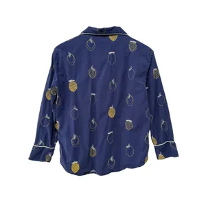 Print Fresh Printed Pajama Top XS Blue Yellow Lemon Novelty Sleep‎ Lounge thumbnail 2