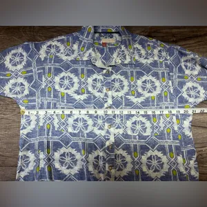 Anthropologie Pilcro Size S Blue Green Batik Long‎ Sleeve Button Up Top thumbnail 4