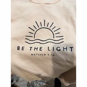 Handmade Be The Light Matthew 5:14 Sun & Waves Graphic Sweatshirt Womens M Beige thumbnail 2