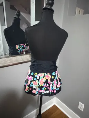 Bongo floral print strapless peplum one piece swimsuit with skirt size large thumbnail 6