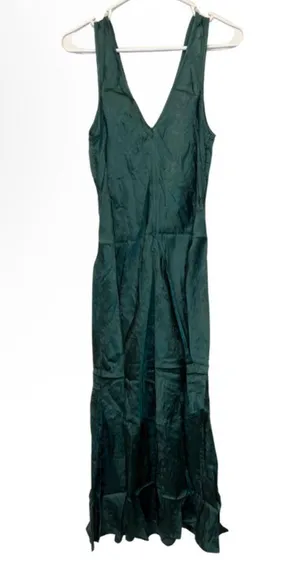 NWT Lulu's Exceptional Ideal Emerald Green Satin Jacquard Midi Dress Size M thumbnail 3