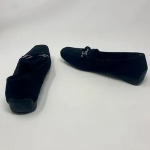 Stuart Weitzman‎ Black Suede Perforated Loafers thumbnail 7