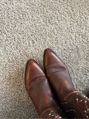 Frye Brown Billy Pull On Leather Studded Tall Cowboy Boot thumbnail 10