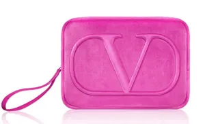 Pink Velvet Wristlet/Cosmetic Bag thumbnail 1