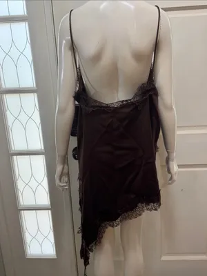 WOMAN STRAPPY SHORT SATIN ZW ASYMMETRIC LACE DRESS Size XL thumbnail 10
