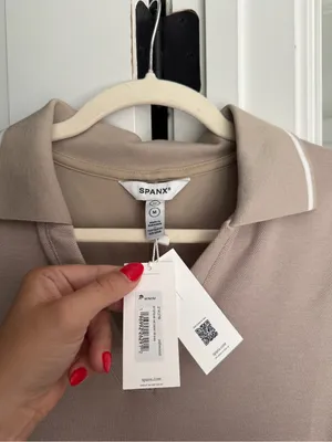 Spanx airpique polo dress new tan short sleeve maxi NWT ashwood tan thumbnail 4