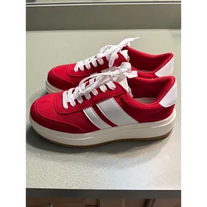 Madden Girl Red Platform Sneakers‎ White Stripe Lace Up Size 8.5 B12B thumbnail 5