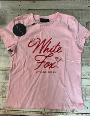 White Fox NWT Size Small Tee Pink Bow Coquette thumbnail 1