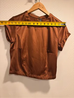 Anthropologie Copper Satin Casual Crop Baby Tee Size S thumbnail 4