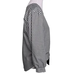 Gingham Black and White Plaid Gingham Bow Tie Front Blouse Long Sleeve Medium thumbnail 5