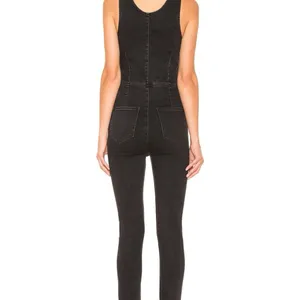Free People Scarlet Black Denim Jumpsuit Women’s Size 2 Stretch Skinny Ankle Zip thumbnail 2
