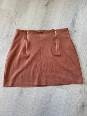 Women’s Rust Mini Suede Skirt - Clean A-Line Style thumbnail 2