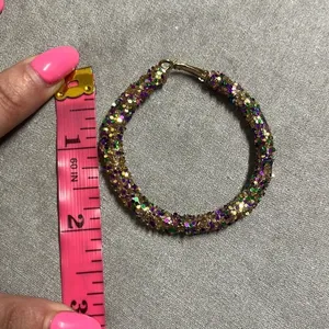 Sparkle Mardi Gras Purple Green‎ Gold Bling Hoop Earrings NWOT Party Sequins thumbnail 4