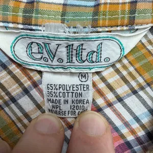 EV Ltd Vintage Womens M‎ Western Pearl Snap Shirt Plaid Multi-Color Long Sleeve thumbnail 4
