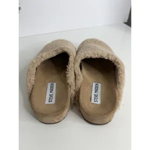NEW Steve Madden Vesa Beige Teddy Sherpa Faux Fur Mule Clog Slippers Cozy Shoes thumbnail 4