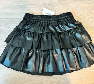 Ruffle leather skirt Black Size M thumbnail 4