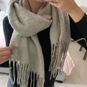 Warm Winter Scarf - Pink Gray Wrap Around thumbnail 1