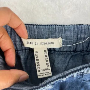 Life In Progress Casual Jogger Pants Womens‎ XS Blue Chambray Cotton Tapered Leg thumbnail 5