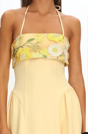Sunbeam Kiss Foldover Floral Bust Maxi Dress Butter thumbnail 5