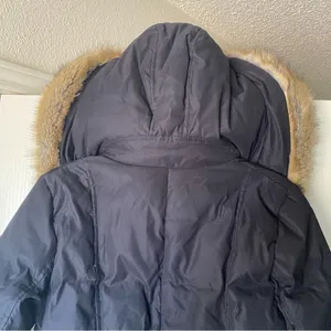 Aritzia Parka Goose Down‎ Asymmetrical Faux Fur Hood Fall Winter Black XXS GUC thumbnail 12