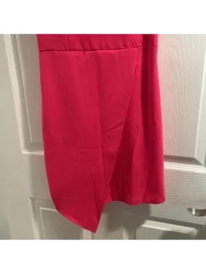 ✅NWT Do+Be Pink Spaghetti Strap Asymmetric Hem Fitted Hot Pink Dress thumbnail 3