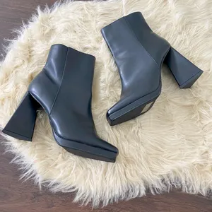 NY & Company New Yolana Triangle Heel Square Toe Platform High Heel Ankle Boots thumbnail 2