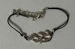 Black Silver Flame Fire Charm Bracelet Jewelry 🔥 thumbnail 1