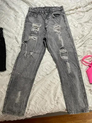 Nasty Gal Distressed Gray Mom Jeans thumbnail 1