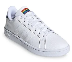 Adidas Grand Court Pride Sneakers White Rainbow Heel Women’s Size 7.5 Cloudfoam thumbnail 1