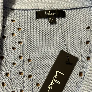 Lulu's Light Blue Open-Knit Cardigan Size Large thumbnail 3