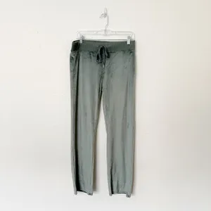 [Aerie] Green Royal Palm Dreamy Velour Low Rise Wide Leg Sweatpants Sz Medium M thumbnail 3