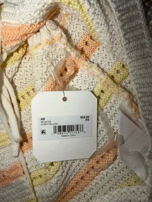 Altar'd State Cream Knit Tank with Yellow & Orange Stripes thumbnail 4
