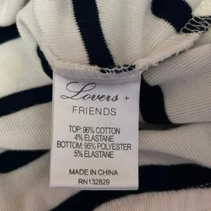 REVOLVE Lovers + Friends White Black Striped Long Sleeve Romper Bodysuit Top M thumbnail 5