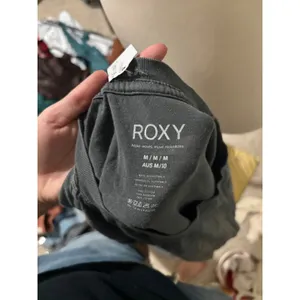 Roxy Graphic Tee Shirt Party Wave Sunday Distressed Charcoal Gray Oversized thumbnail 2