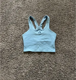 ALO Yoga Sky Blue Real Bra Tank V-Neck Racerback Crop Top thumbnail 2
