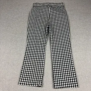 Free People Pants Womens Large Black White Gingham Twill Stretch Crop Kick Flare thumbnail 2