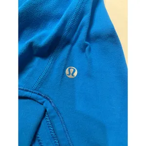 Lululemon Blue Ruffle Shoulder Long Sleeve Thumbhole Activewear Top Size 4 thumbnail 2