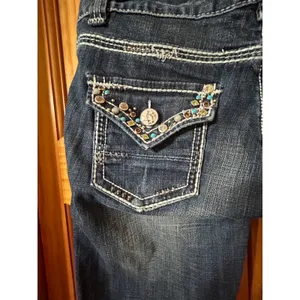 ROCK‎ & ROLL COWGIRL Jeans 28x32 Dark Wash Studded Side Seam Embellished Western thumbnail 8