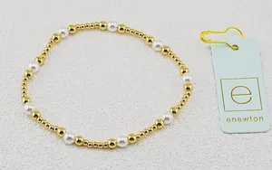 Enewton Classic Pearl Gold Beaded Stretch Bracelet Minimalist Layering Delicate Accessory thumbnail 1
