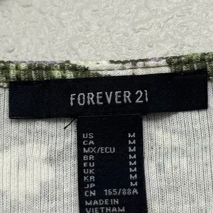 Forever 21 Green Floral Lace Trim Long Sleeve Ribbed Stretch V Top Cottagecore thumbnail 8