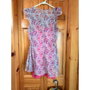 Superdry Floral Chiffon Mini Dress Pink Flutter Sleeve Layered Size Small thumbnail 4