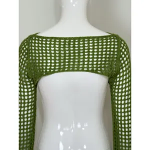 Women Open Knit Bolero Shrug Long Flare Sleeve Crop Top Cover Up Festival Size S thumbnail 7