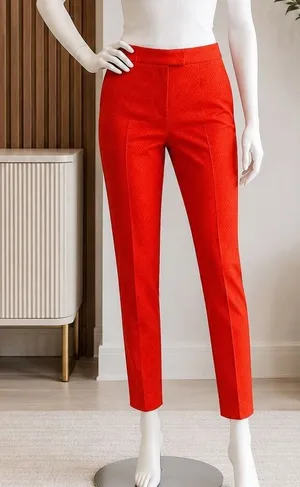 Dalia Womens Dress Pants Red Textured Ankle Tapered Trousers Size 4 thumbnail 1