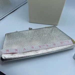 Vintage mid century silver foil clutch with silver cut stones . thumbnail 8