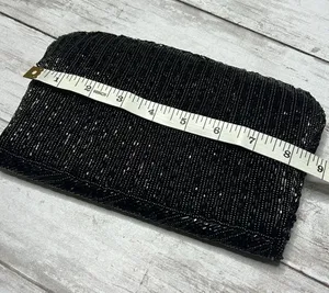 Vintage De Lill 1950’s Black Beaded Sequined Clutch Bag Purse thumbnail 4