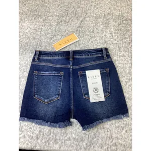 Risen Jeans Womens High Rise Frayed Hem Tummy Control Denim Shorts Dark Wash M thumbnail 2